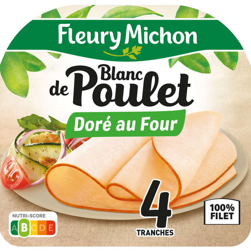 Fleury Michon Blanc de Poulet Doré au Four x4 Tranches 160 g Fleury Michon Blanc de Poulet Doré au Four x4 Tranches 160 g