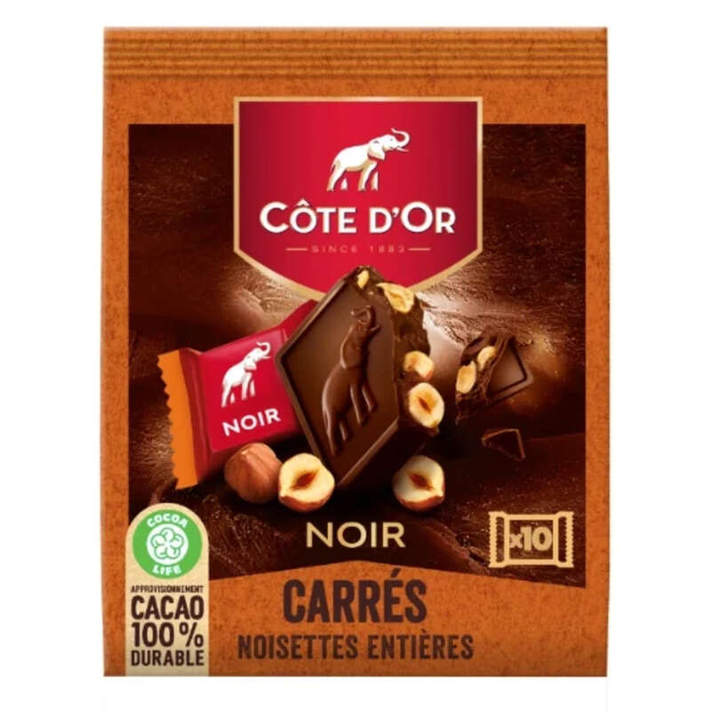 Côte d'Or Tablette Chocolat Noir Noisettes Entières 10x 20g Côte d'Or Tablette Chocolat Noir Noisettes Entières 10x 20g