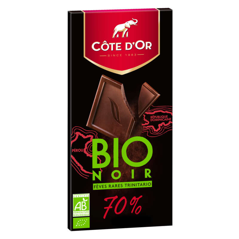 Côte d'Or Tablette Chocolat Noir 70% Bio 90g Côte d'Or Tablette Chocolat Noir 70% Bio 90g