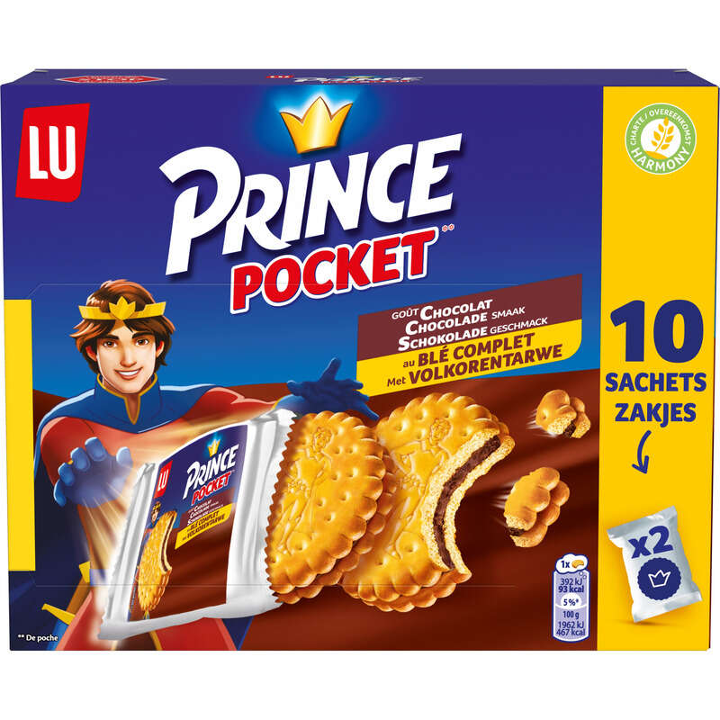 Lu Prince Biscuits fourrés au Chocolat Pocket 400g Lu Prince Biscuits fourrés au Chocolat Pocket 400g