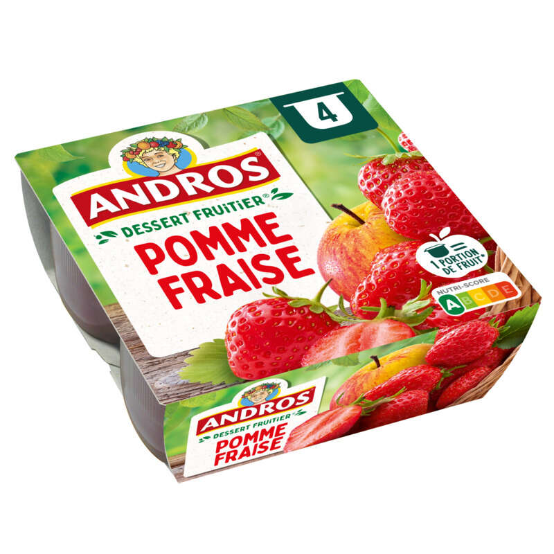 Andros Compote Pomme & Fraise 4x100g Andros Compote Pomme & Fraise 4x100g