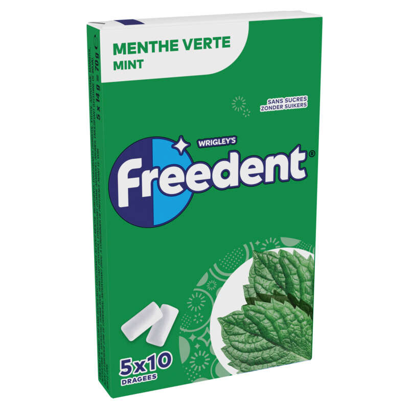 Freedent Chewing-gum Menthe Verte Sans Sucres 5x10 Dragés 70g Freedent Chewing-gum Menthe Verte Sans Sucres 5x10 Dragés 70g