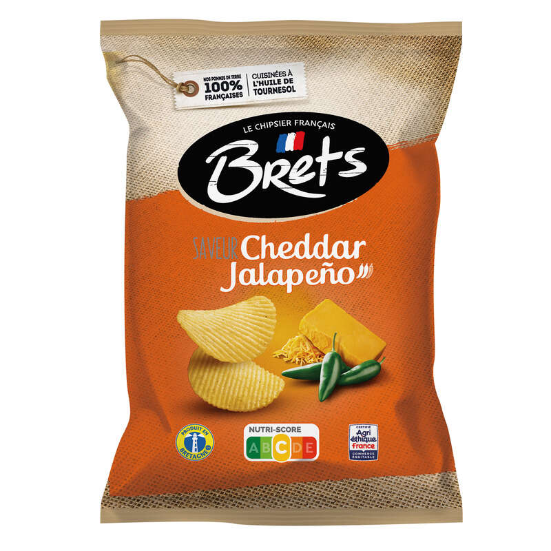 Brets Chips Au Cheddar Et Au Piment 125g Brets Chips Au Cheddar Et Au Piment 125g