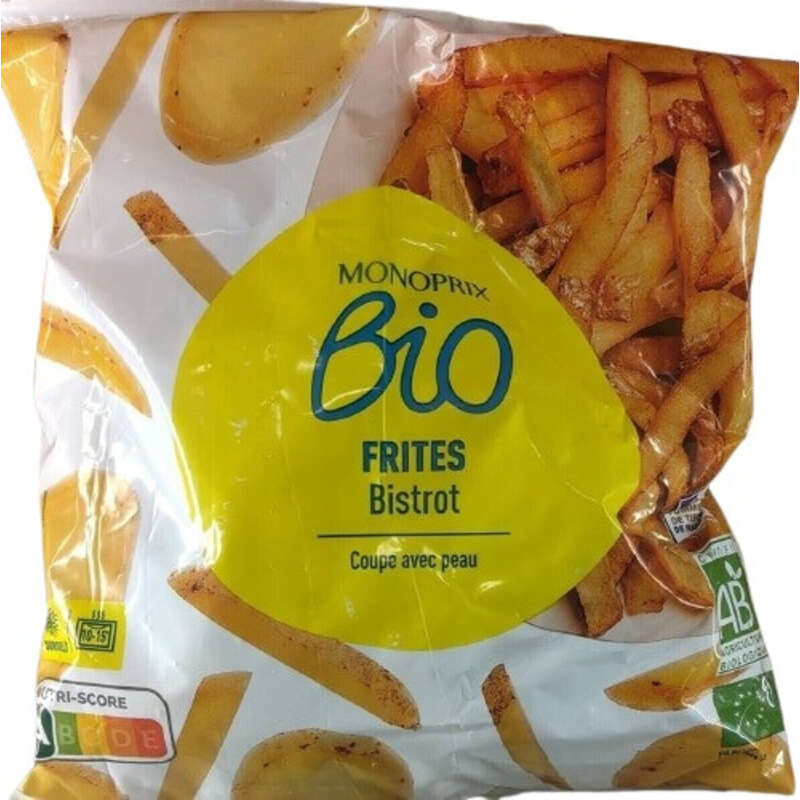 Monoprix Bio Frites Bistrot Coupé avec Peau sachet 450g Monoprix Bio Frites Bistrot Coupé avec Peau sachet 450g