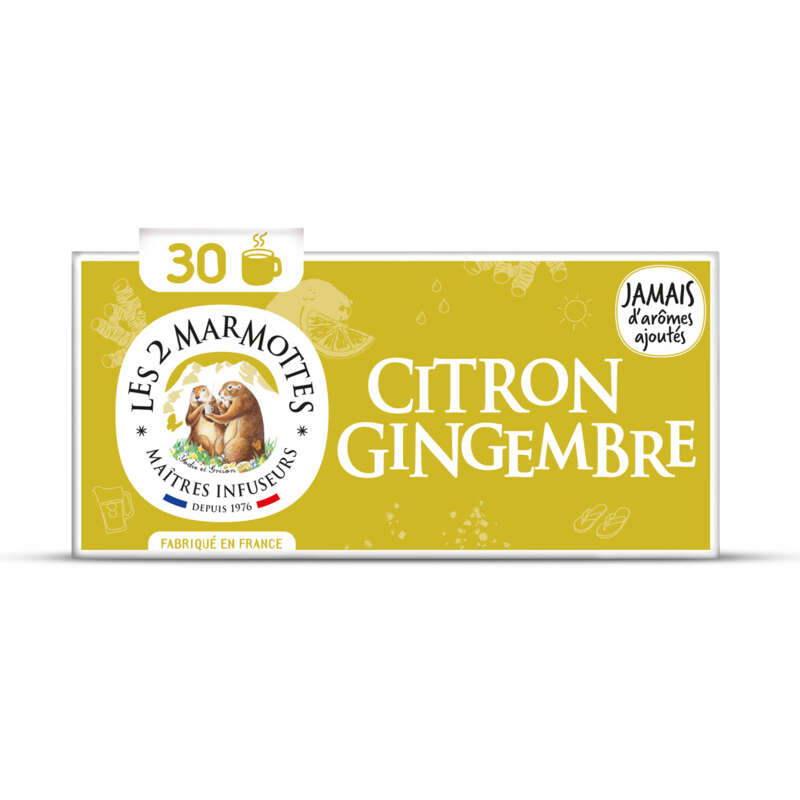 Les 2 Marmottes Infusion Citron Gingembre x30 48g Les 2 Marmottes Infusion Citron Gingembre x30 48g