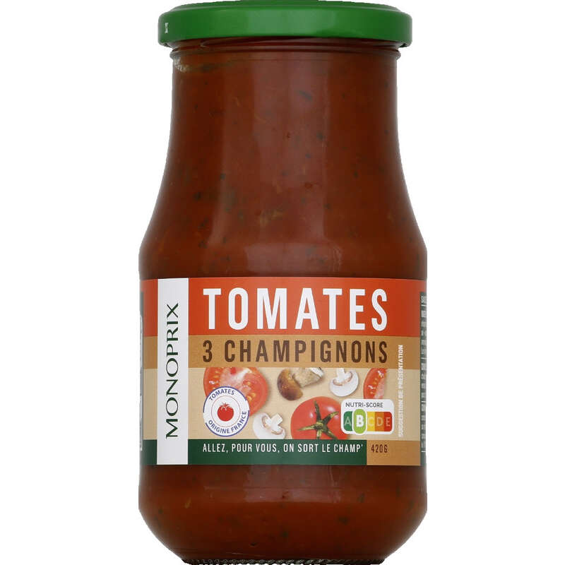 Monoprix Sauce Tomates 3 Champignons 420g Monoprix Sauce Tomates 3 Champignons 420g