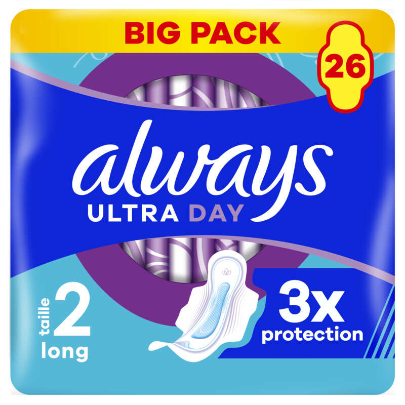 Always ultra serviettes long taille 2 ailettes x26 serviettes Always ultra serviettes long taille 2 ailettes x26 serviettes