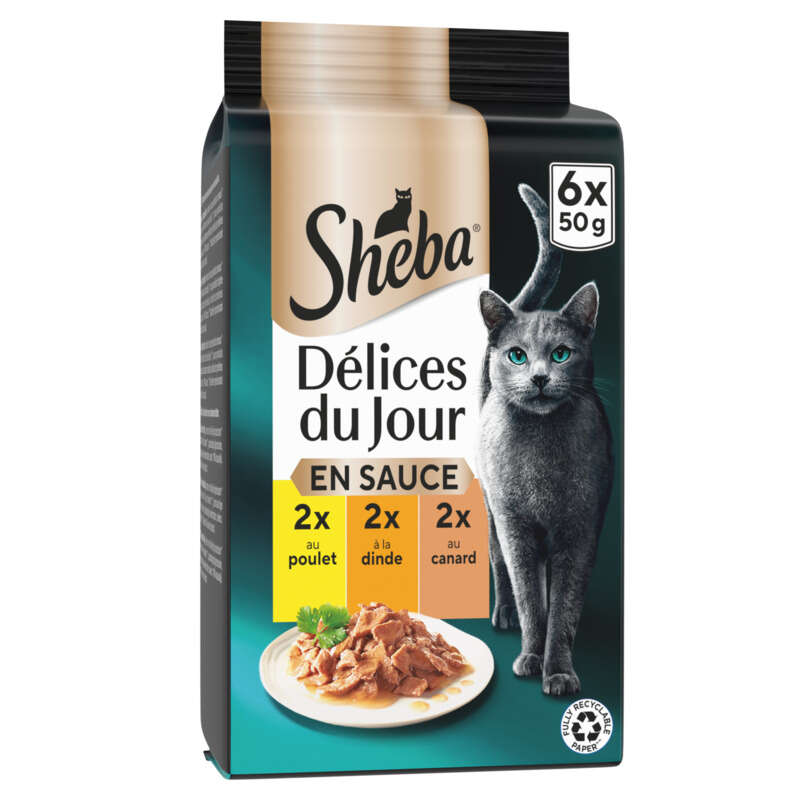 Sheba Délices du Jour Pâtée sauce à la volaille pour chat 6x50g Sheba Délices du Jour Pâtée sauce à la volaille pour chat 6x50g