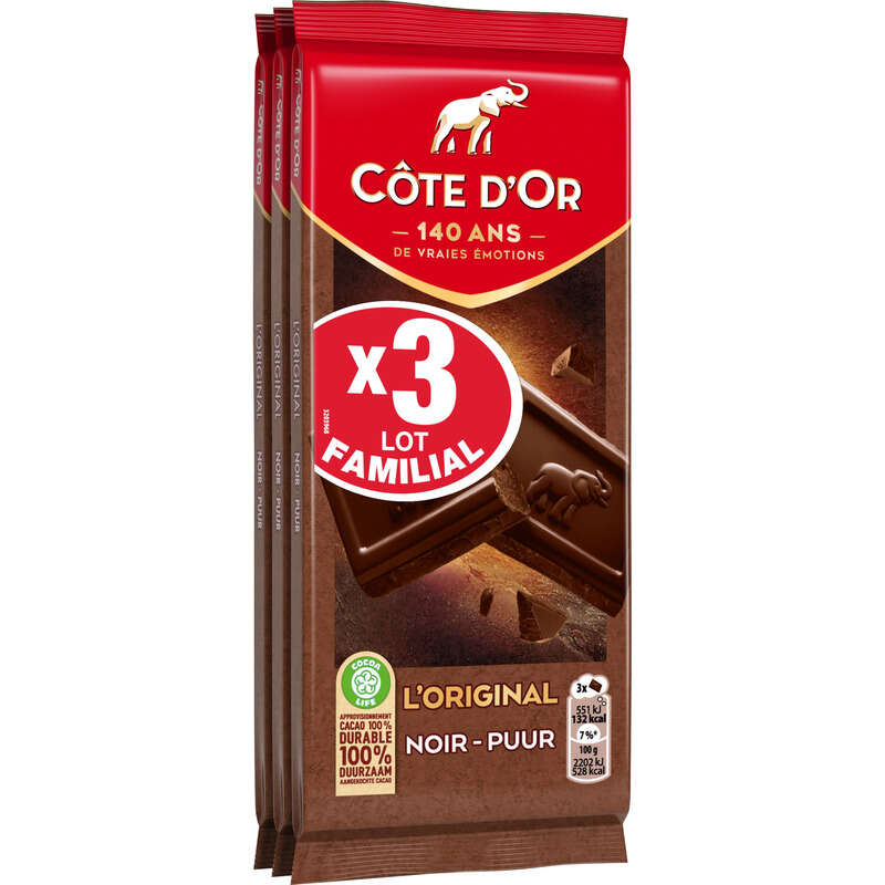 Côte d'Or L'Original Tablette chocolat noir 3x100g Côte d'Or L'Original Tablette chocolat noir 3x100g