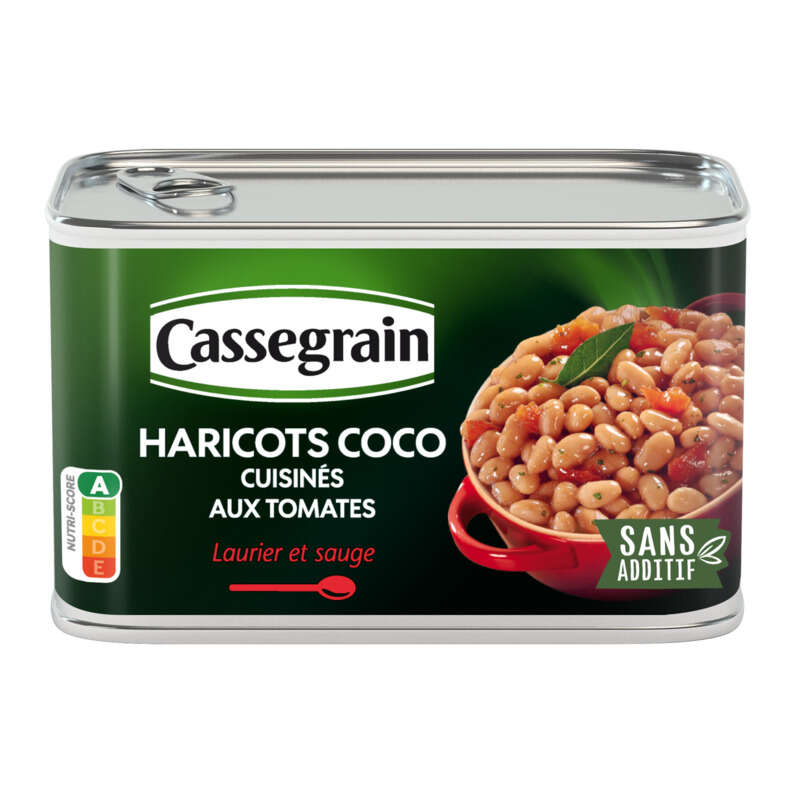 Cassegrain Haricots Coco Cuisinés Aux Tomates Laurier Et Sauge 435g