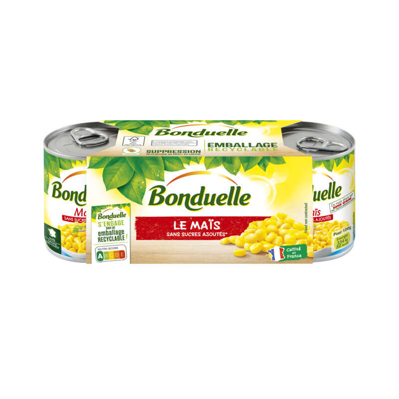 Bonduelle Maïs sans sucres ajoutés 3x140g Bonduelle Maïs sans sucres ajoutés 3x140g