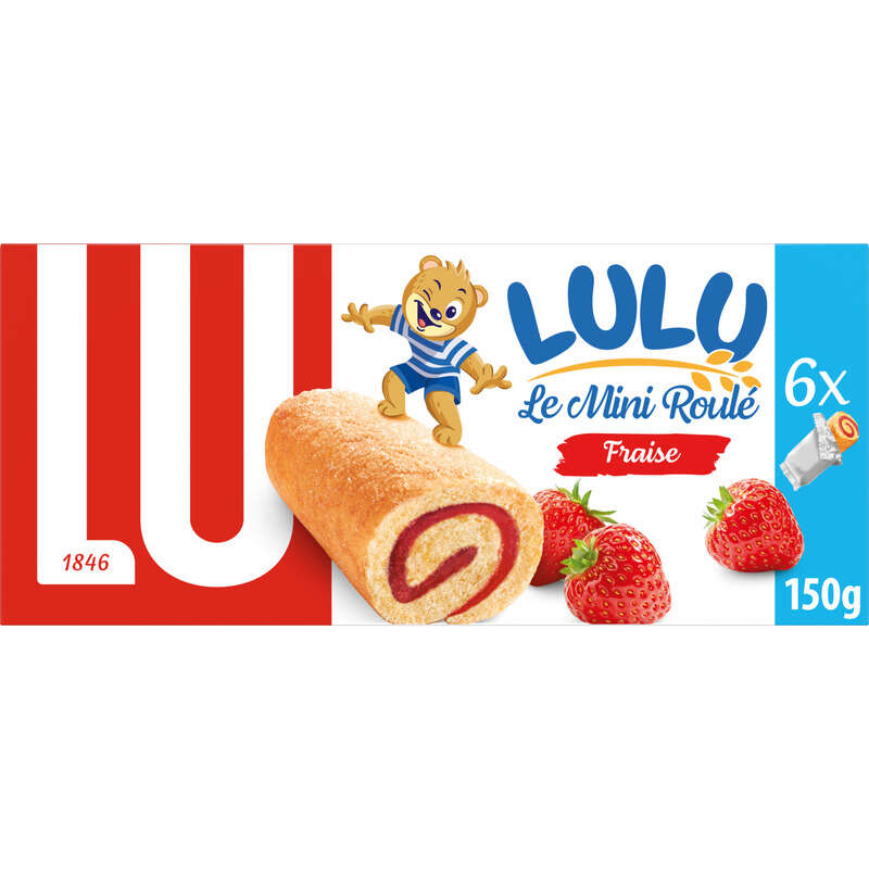 Lu Lulu Le Mini Roulé Gâteaux fourrés à la Fraise 150g Lu Lulu Le Mini Roulé Gâteaux fourrés à la Fraise 150g