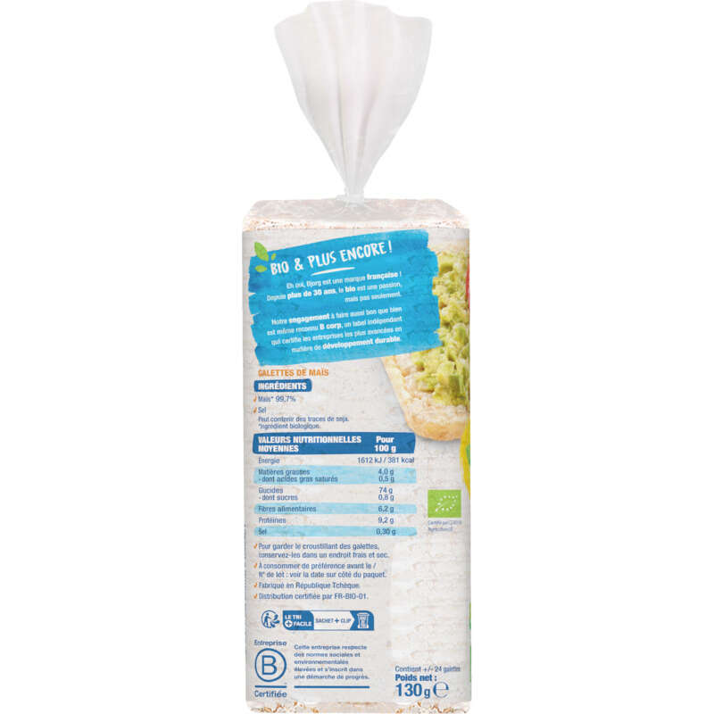 Bjorg Galettes Maïs Bio Sans Gluten 130g