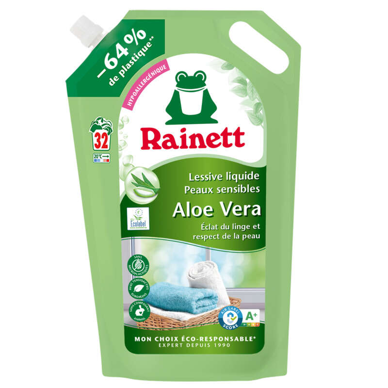 Rainett Lessive Liquide Peaux sensibles Aloe Vera 1,65L Rainett Lessive Liquide Peaux sensibles Aloe Vera 1,65L