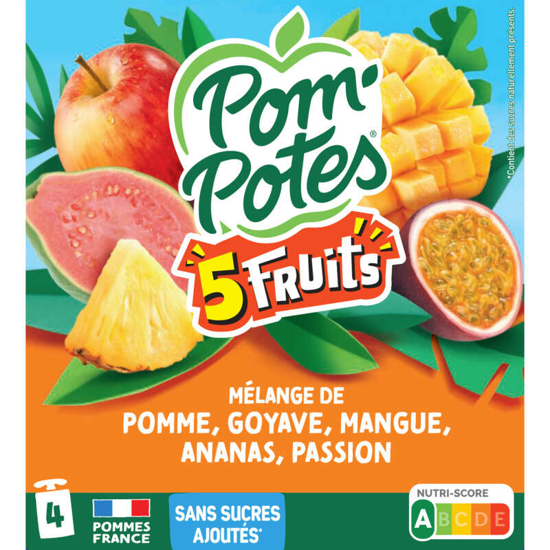 Pom'potes compote multifruits tropical le pack de 4x90g