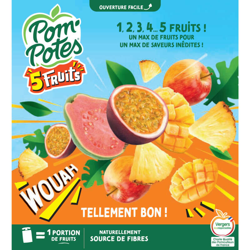 Pom'potes compote multifruits tropical le pack de 4x90g