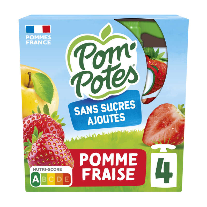 Pom'Potes Compote Pomme Fraise 4x90g