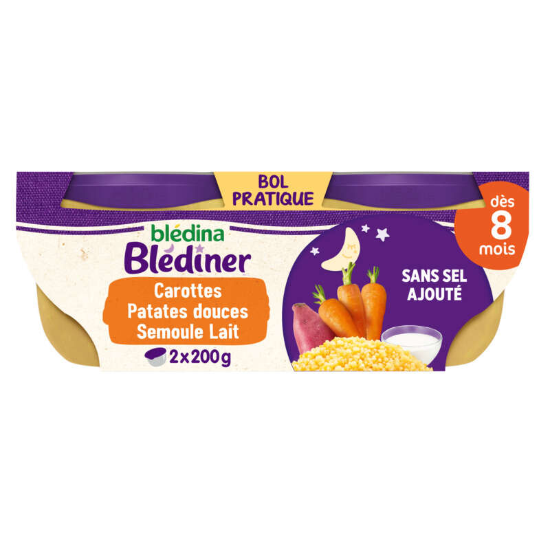 Blédina Plat Blédiner Carottes & Patates Douces Dès 8 Mois 2x200g Blédina Plat Blédiner Carottes & Patates Douces Dès 8 Mois 2x200g