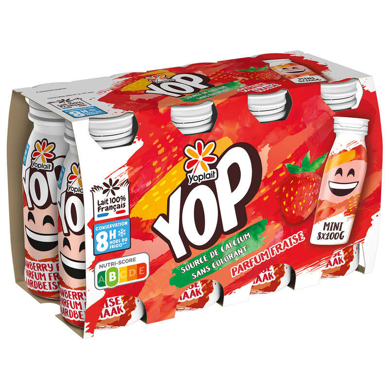 Mini Yop Fraise yaourt à Boire bouteilles 8x100g