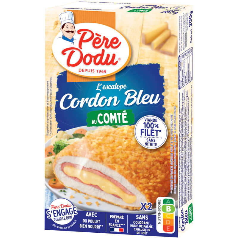 Père Dodu Escalopes de cordon bleu au comté 200g Père Dodu Escalopes de cordon bleu au comté 200g