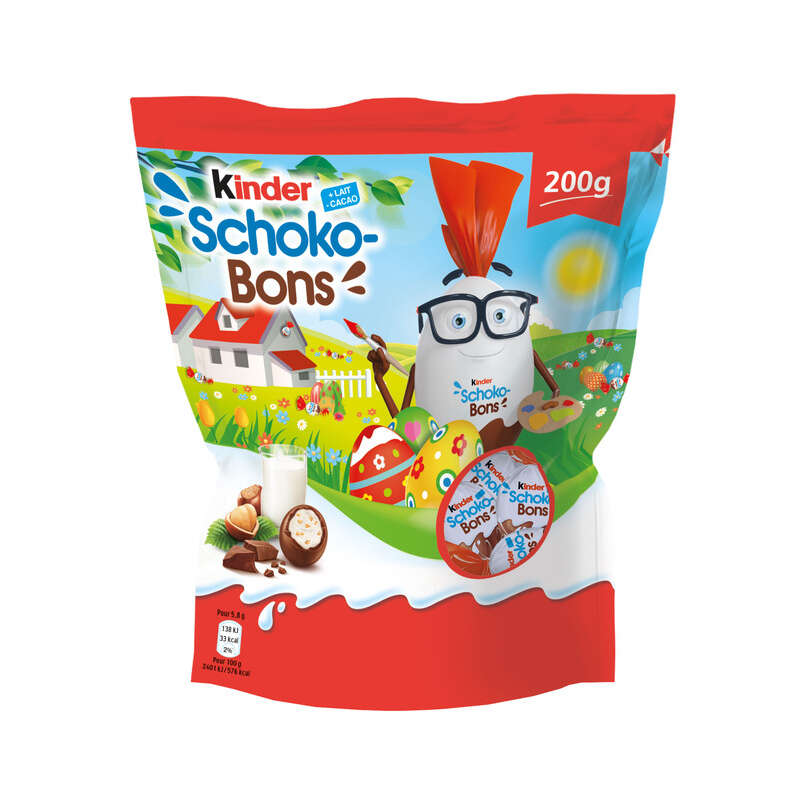 Kinder Schoko-Bons Chocolat Au Lait Fourrés Noisettes 200g Kinder Schoko-Bons Chocolat Au Lait Fourrés Noisettes 200g