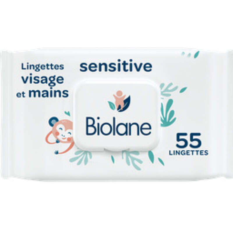 Biolane Lingettes Visage Et Mains Sensitives x55 Biolane Lingettes Visage Et Mains Sensitives x55