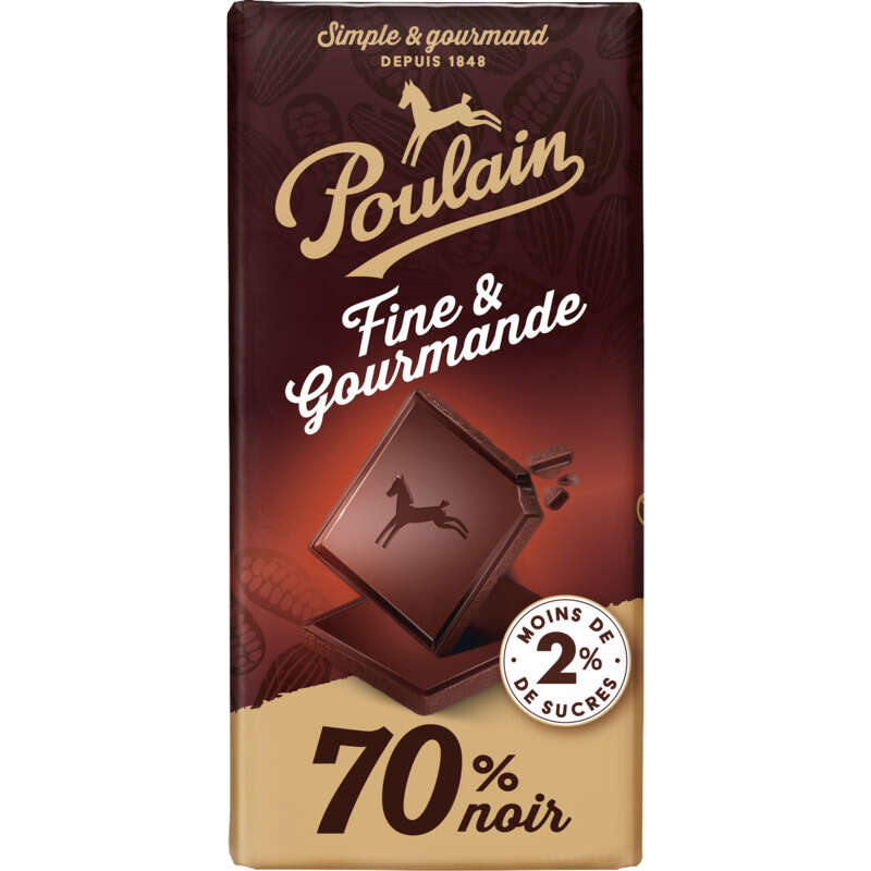 Poulain Fine Et Gourmande Tablette De Chocolat Noir 70% 100g Poulain Fine Et Gourmande Tablette De Chocolat Noir 70% 100g