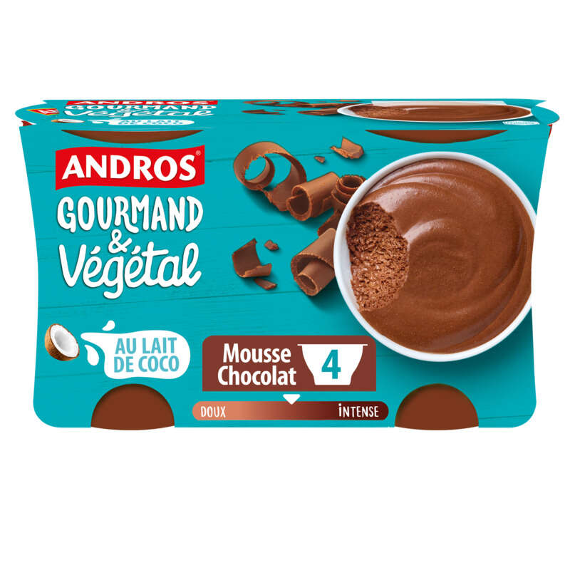 Andros Gourmand Mousse Au Chocolat Au Lait De Coco 4x55g Andros Gourmand Mousse Au Chocolat Au Lait De Coco 4x55g