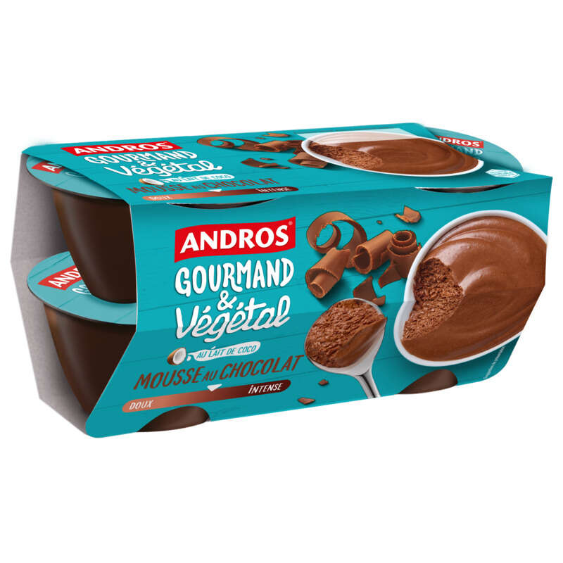 Andros Gourmand Mousse Au Chocolat Au Lait De Coco 4x55g