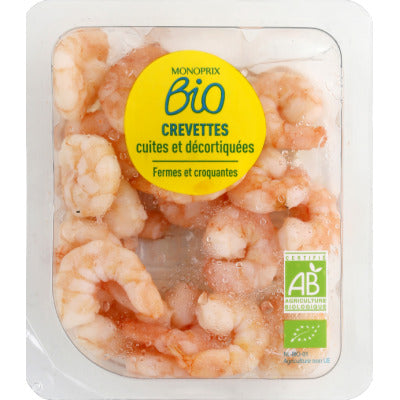 Monoprix Bio Crevettes cuites décortiquées 100g Monoprix Bio Crevettes cuites décortiquées 100g