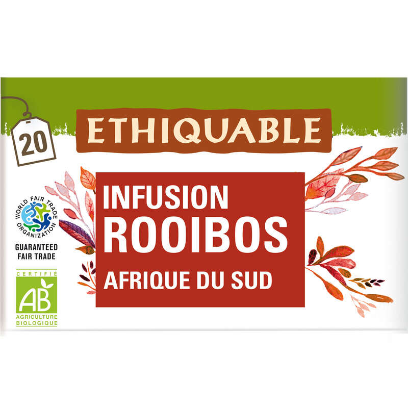 Ethiquable Rooibos Afrique Du Sud sans Théine Bio 40g Ethiquable Rooibos Afrique Du Sud sans Théine Bio 40g