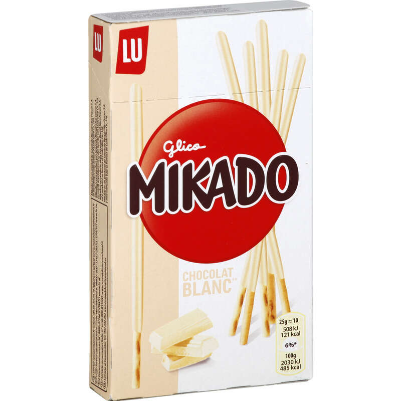 Lu Mikado Biscuits nappés au Chocolat Blanc 90g Lu Mikado Biscuits nappés au Chocolat Blanc 90g