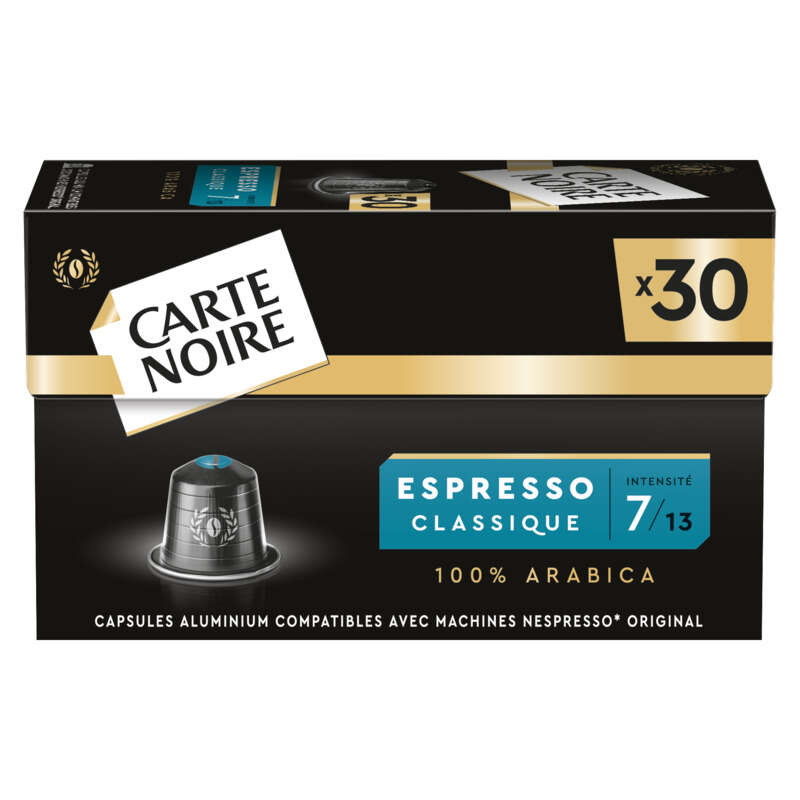 Carte Noire 30 capsules alu espresso classique n°7 - 165g Carte Noire 30 capsules alu espresso classique n°7 - 165g