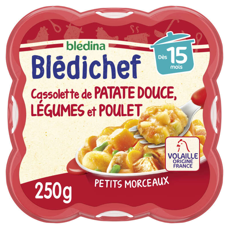 Blédina Cassolette de Patate Douce, Légumes et Poulet, dès 15 Mois, 250g Blédina Cassolette de Patate Douce, Légumes et Poulet, dès 15 Mois, 250g