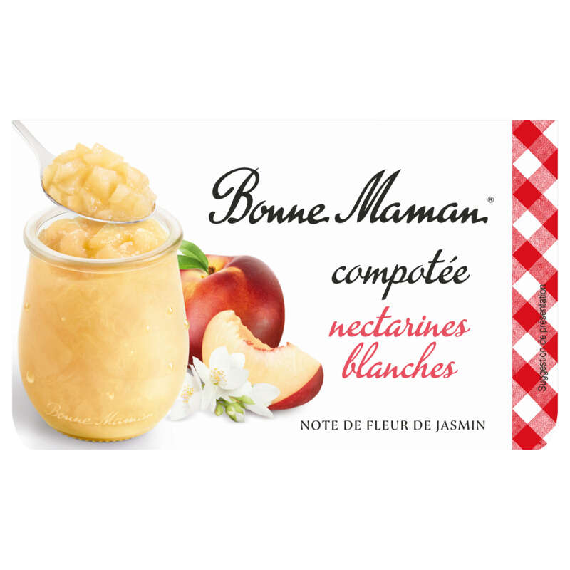 Bonne maman Compotée nectarine blanche jasmin 2x130g