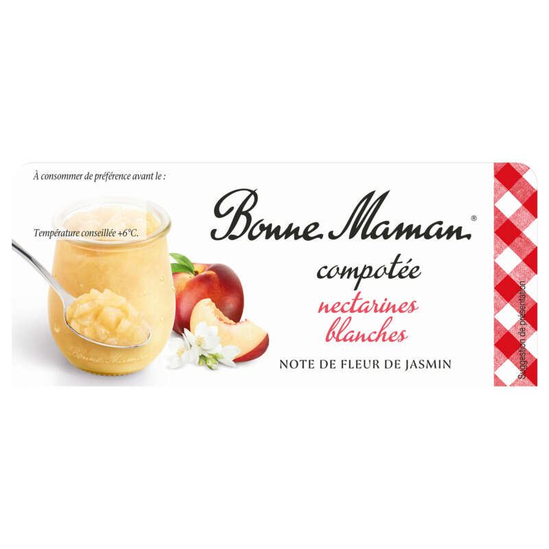 Bonne maman Compotée nectarine blanche jasmin 2x130g