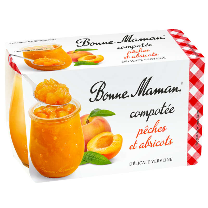 Bonne Maman Compotée Pêches & Abricots 2x130g Bonne Maman Compotée Pêches & Abricots 2x130g