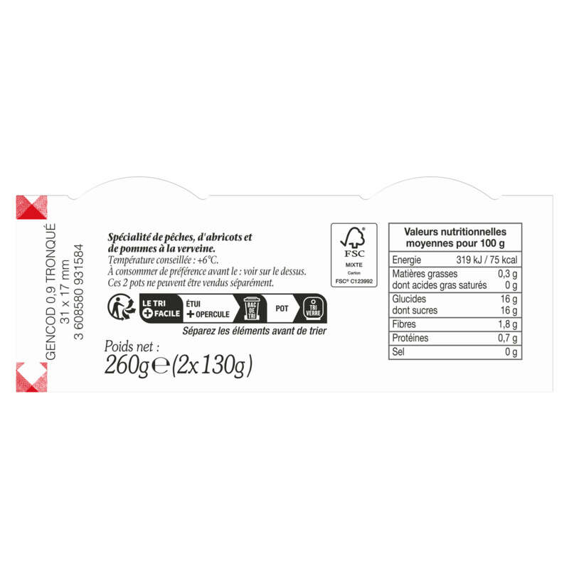 Bonne Maman Compotée Pêches & Abricots 2x130g