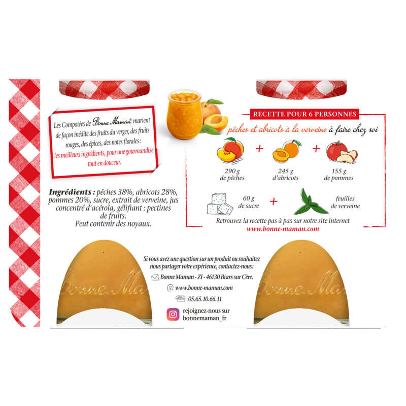 Bonne Maman Compotée Pêches & Abricots 2x130g