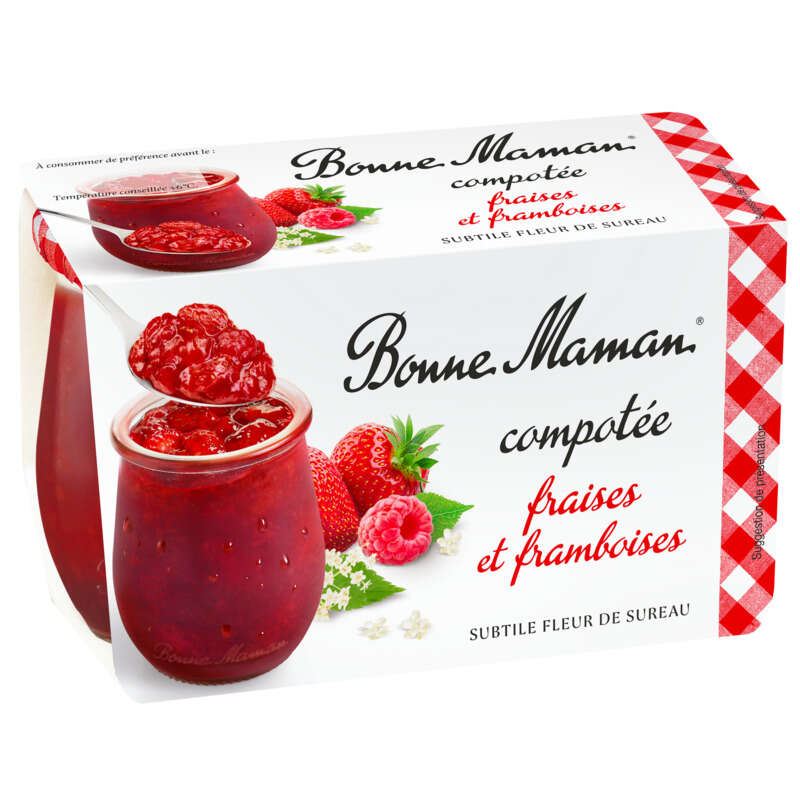 Bonne Maman Compotée fraises et framboises 2x130g Bonne Maman Compotée fraises et framboises 2x130g