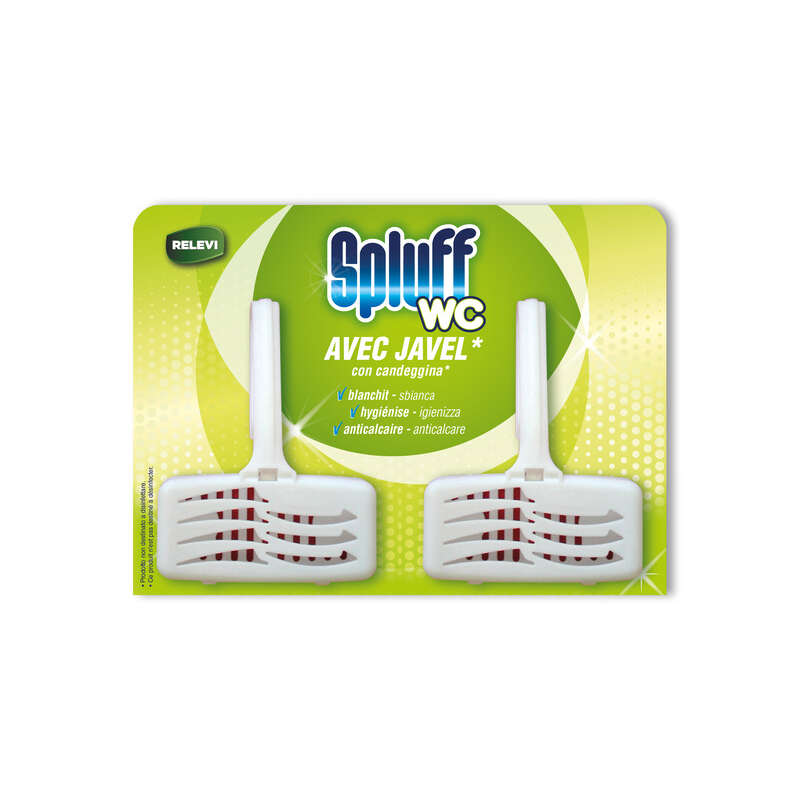 Relevi Spluff bloc WC avec javel anticalcaire 2x40g Relevi Spluff bloc WC avec javel anticalcaire 2x40g