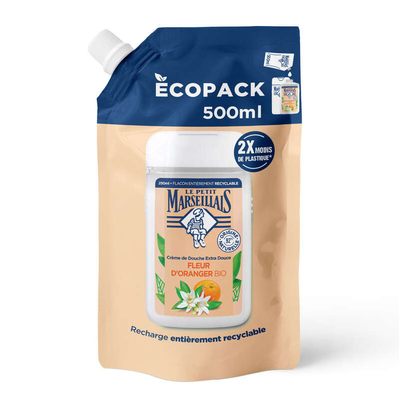 Le Petit Marseillais Recharge Bio Ecopack Fleur d'oranger 500ml Le Petit Marseillais Recharge Bio Ecopack Fleur d'oranger 500ml
