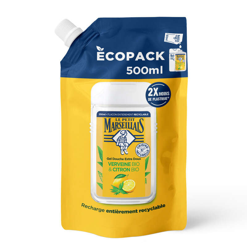 Le Petit Marseillais Recharge Gel douche extra-doux verveine & citron Bio 500ml Le Petit Marseillais Recharge Gel douche extra-doux verveine & citron Bio 500ml