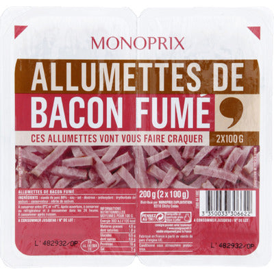 Monoprix Allumettes de Bacon Fumé 200g Monoprix Allumettes de Bacon Fumé 200g