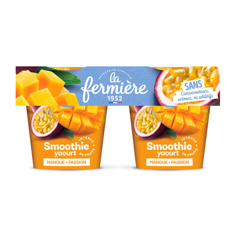 La Fermière Yaourt Smoothie Mangue Passion 2x140g La Fermière Yaourt Smoothie Mangue Passion 2x140g
