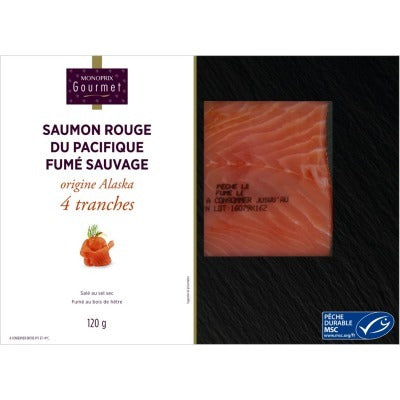 Monoprix Gourmet Saumon fumé sauvage 120g Monoprix Gourmet Saumon fumé sauvage 120g
