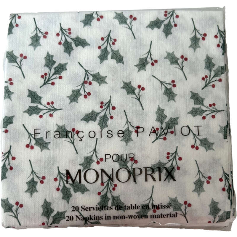 Monoprix Serviettes Multi Houx 25x25cm x20 Monoprix Serviettes Multi Houx 25x25cm x20