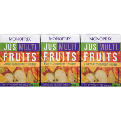 Monoprix Jus multifruits à base de jus concentrés et de purées 6 x 20cl Monoprix Jus multifruits à base de jus concentrés et de purées 6 x 20cl