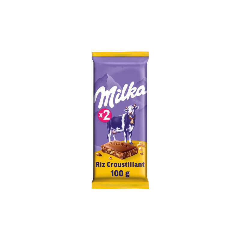 Milka Tablette Chocolat Au Lait Et Au Riz Croustillant 2x100g Milka Tablette Chocolat Au Lait Et Au Riz Croustillant 2x100g