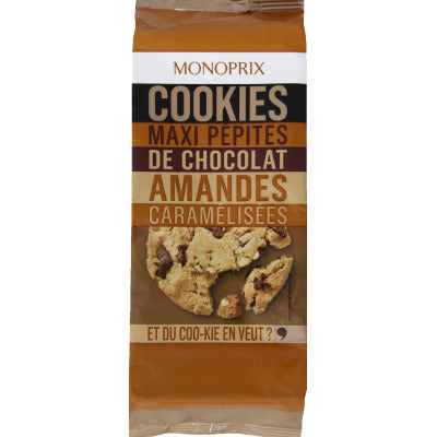 Monoprix Cookies Maxi Pépites Chocolat Amandes 184g Monoprix Cookies Maxi Pépites Chocolat Amandes 184g